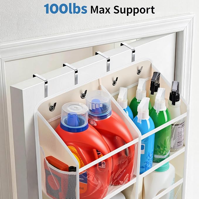 JARLINK Over the Door Organizer, Extra Large Storage for Bedroom, Beige | Anti-Tilt 100 lb Load Capacity, Hanging Door Organizer with 5 10 Mesh Pockets, Behind Door Storage for Bathroom, Nursery - Image 4