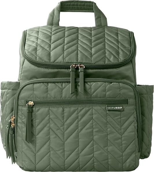 Skip Hop Diaper Bag Backpack: Forma, Multi-Function Baby Travel Bag with Changing Pad & Stroller Attachment, Sage by Unknown
