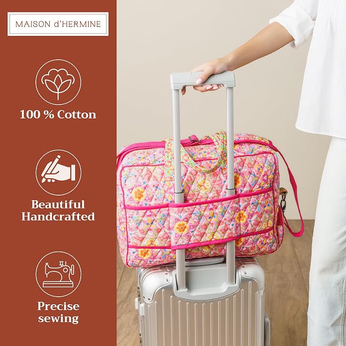 Maison d' Hermine Weekender Bags for Women Cotton Quilted Duffel Overnight Luggage Weekend Bag for Men Gym Gifts Travel | Overnight Luggage Weekend Bag for Men Gym Sports Gifts Duffle bag Business Travellers Trip Spring Summer - Image 3