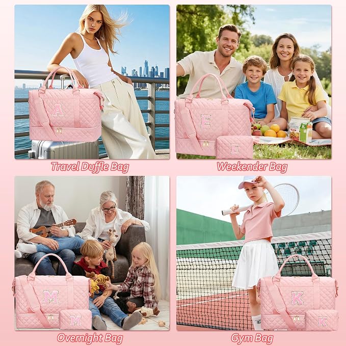 19 Year Old Girl Birthday Gifts Travel Bags with Makeup(Pink,G) | Gifts for 14 Year Old Girl-Overnight Bags with Toiletry Bag-Gym Bag with Shoe Compartment - Image 9