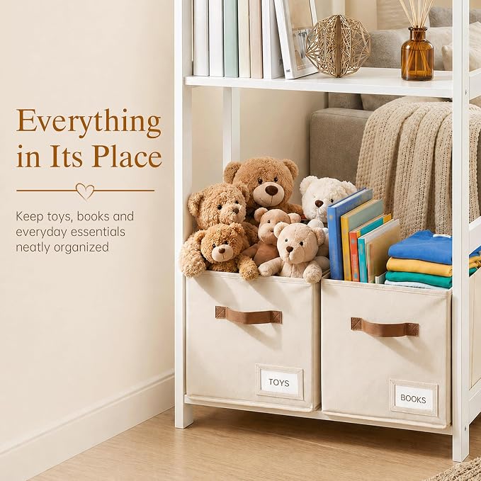 Storage Cubes 10 Pack, 11 Inch Fabric Storage Cubes Organizer Bins with Labels, Odor-Free & Sturdy PP Structure, Cubby Baskets for Closet, Shelves, Toys & Nursery (Beige) - Image 5