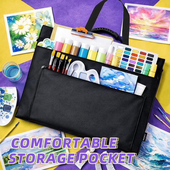 JJRING 36x48 Art Portfolio Tote Bag With Shoulder Strap, Black | Large Carrying Storage Case With Handle For Artwork, Posters, Canvas, And Drawing Boards - Image 3