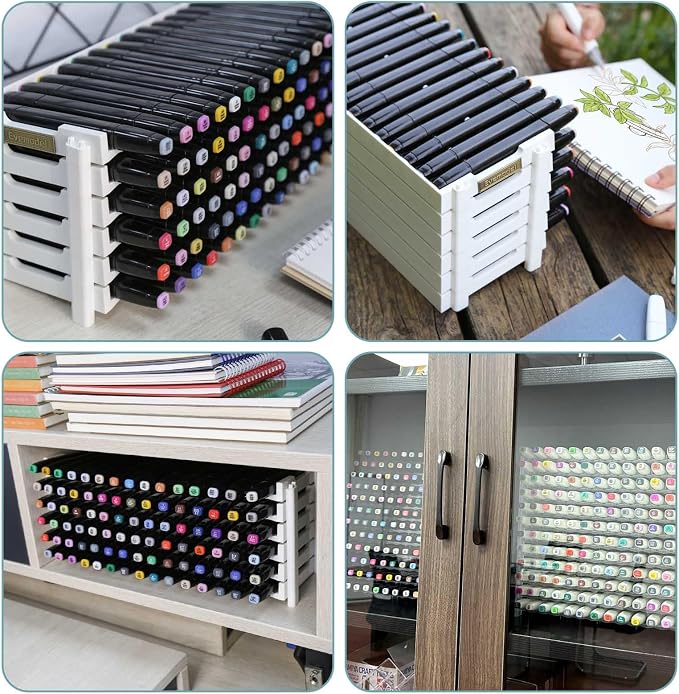 Universal Marker Storage Trays, Penholder Display for 90 Pens SN01 Pencil Organizer Holder for Desk (White-6 layers) - Image 6