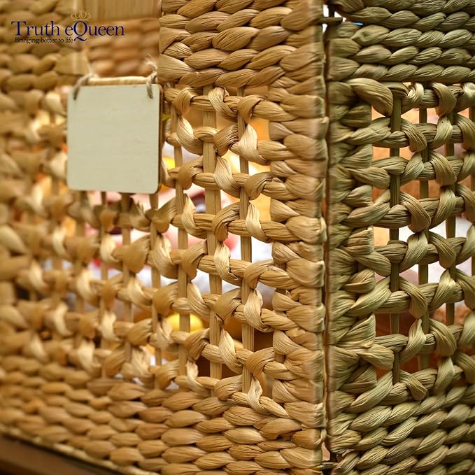 Water Hyacinth Storage Baskets For Shelves, 12x12 Cube Storage Organizer, Square Wicker Basket, Cube Organizer, Woven Basket, Canastas Para Organizar, Cestas Para Baskets For Shelveszar, 2 Pcs - Image 6
