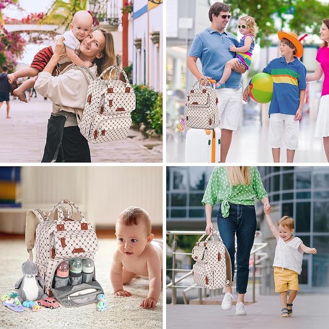 Legestori Baby Diaper Bag Backpack, Baby Bag for Girls Large Capacity with Stylish Flora, Travel Back Pack Multifunction Waterproof, Newborn Baby Registry Shower Gifts, Pink05 - Image 2