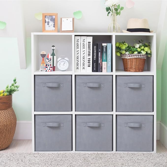 Storage Cubes, 11 Inch Cube Storage Bins, Set of 6, Fabric Foldable Storage Bins With Handles, Closet Storage Organizer Bins, Cubby Clothing Storage Baskets for Shelves, Gray by Unknown