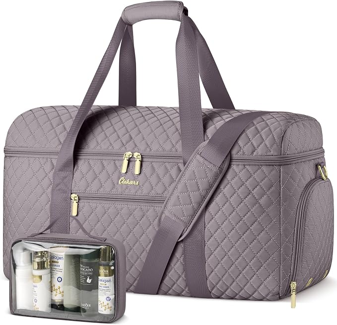 Travel Bags for Women Wide Open Large weekender Duffle Bag with Shoe Compartment Overnight Hospital Bag For Women Labor Delivery Carry on Bag Personal Item Travel Bag with Wet Pocket Purple Grey by Unknown