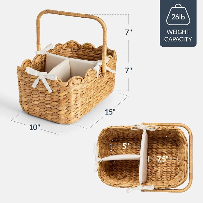 Best Choice Products Baby Diaper Caddy Organizer, Large Portable Handmade Nursery Basket w/Removable Divider & Handles, Handwoven Changing Table Storage Bin for Nursery Organization - Natural - Image 2