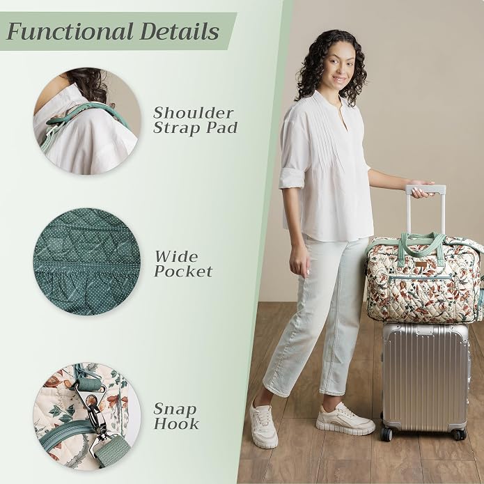 Maison d' Hermine Weekender Bags for Women Cotton Quilted Duffel Overnight Luggage Weekend Bag for Men Gym Gifts Travel | Overnight Luggage Weekend Bag for Men Gym Sports Gifts Duffle bag Business Travellers Trip Spring Summer - Image 4