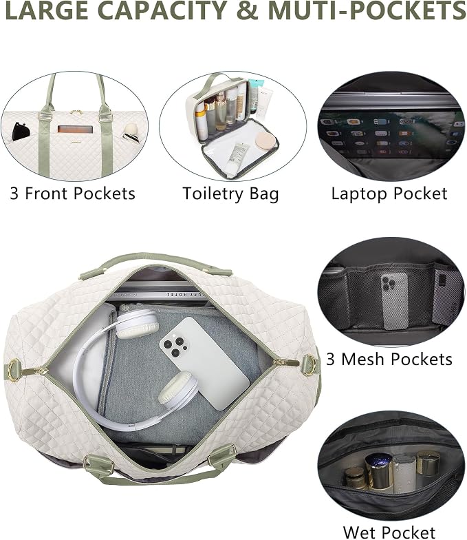 Women Weekender Travel Duffle Bag: Travel Duffel Overnight Bags with Shoe Compartment Large Carry on Tote with Toiletry Bag Weekend Traveling Yoga Gym Hospital Bag for Women with Wet Pocket - Image 2