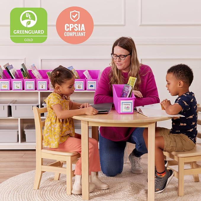 ECR4Kids Linking Plastic Storage Book Bin, Multipurpose Organization, Neon Purple, 10-Piece | Durable plastic with built-in handles, interlocking, nestable, ideal for books, magazines, and files in a classroom or office - Image 6