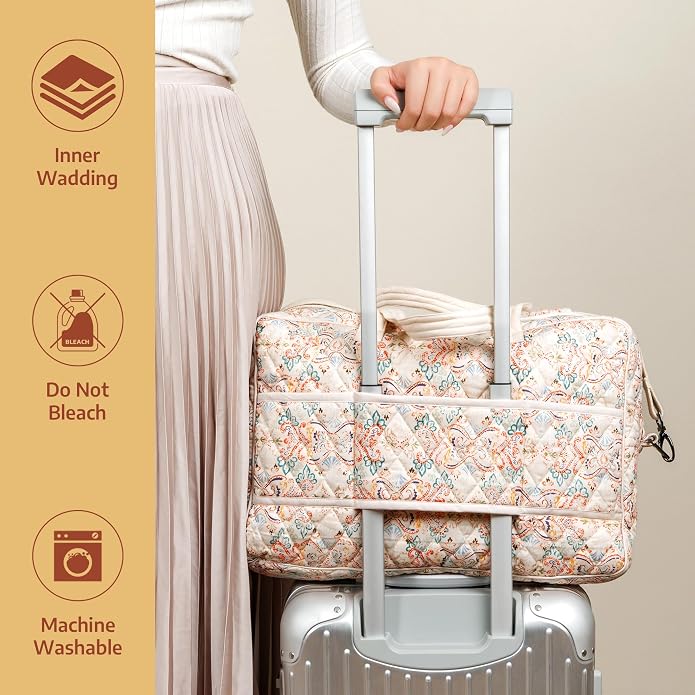 Maison d' Hermine Weekender Bags for Women Cotton Quilted Duffel Overnight Luggage Weekend Bag for Men Gym Gifts Travel | Overnight Luggage Weekend Bag for Men Gym Sports Gifts Duffle bag Business Travellers Trip Spring Summer - Image 8