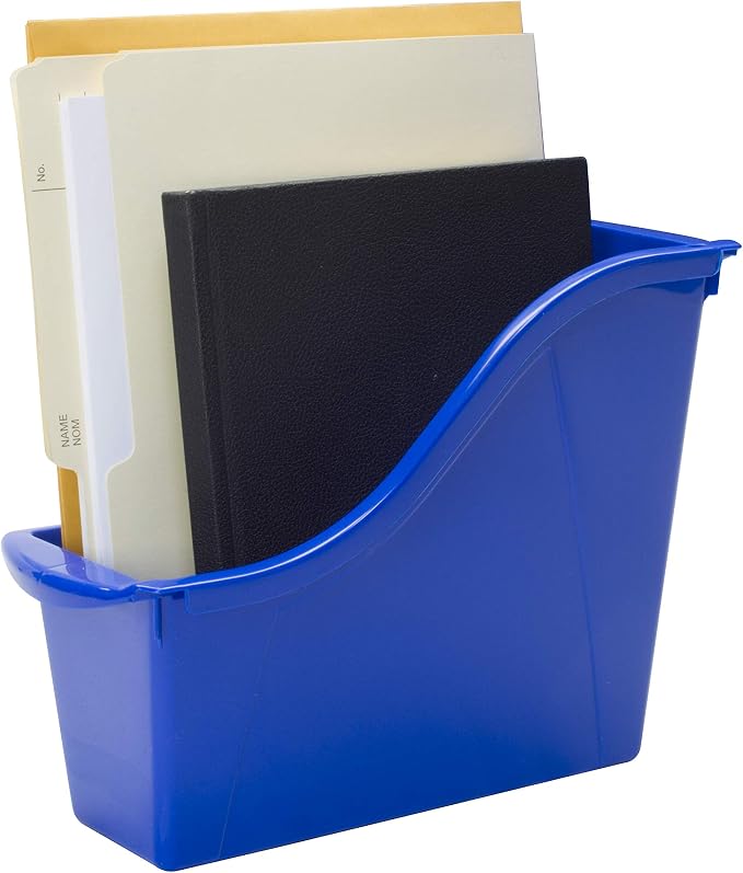 Storex Small Book Bin, Linking Storage Bin, Dry Erase Surface, 11.75" x 8.5" x 4.5" STEM Blue 6-Pack - Image 11
