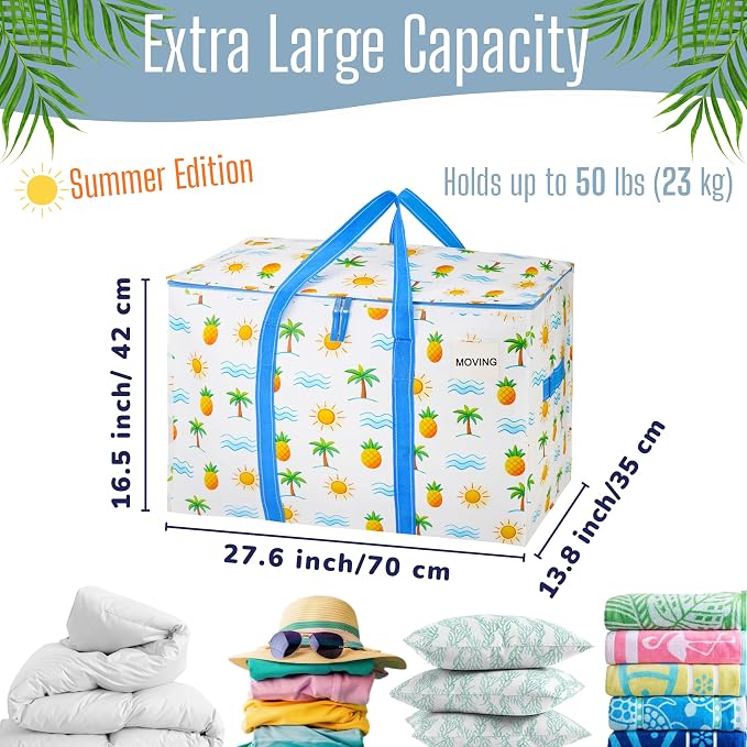 VENO 10 Pack Heavy Duty Moving Bags, Extra Large Storage Bags with Reinforced Handles & Strong Zippers, Foldable & Reusable Moving Box Alternative for Clothes & Dorm Storage - Image 2