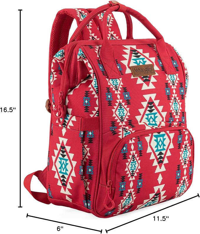 Wrangler Aztec Backpack Organized Daypack Travel Baby Bag with Stroller Strap and Side Bottle Pockets WG2204-9110BDY - Image 7