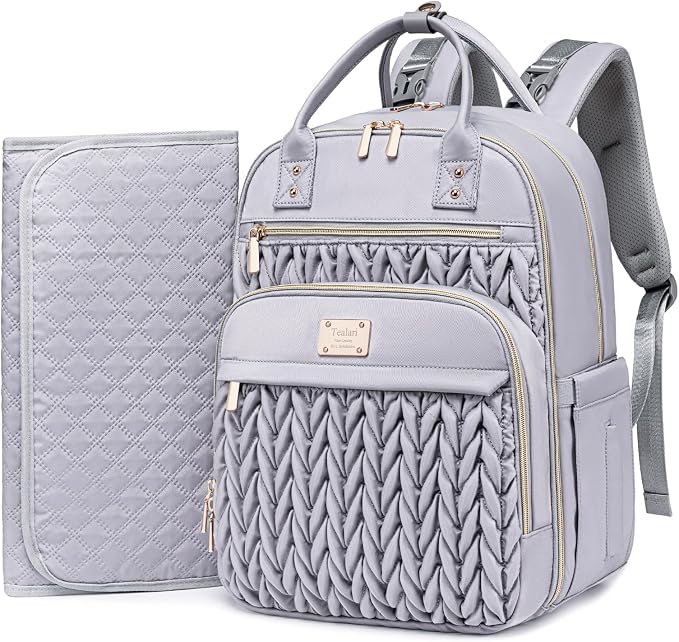 Tealari Diaper Bag Backpack,Stylish Baby Diaper Bag,Waterproof Travel Diaper Backpacks Baby Bags with Changing Pad,Stroller Straps,Insulated Pockets (Gray) by Tealari