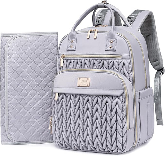 Tealari Diaper Bag Backpack,Stylish Baby Diaper Bag,Waterproof Travel Diaper Backpacks Baby Bags with Changing Pad,Stroller Straps,Insulated Pockets (Gray) by Tealari
