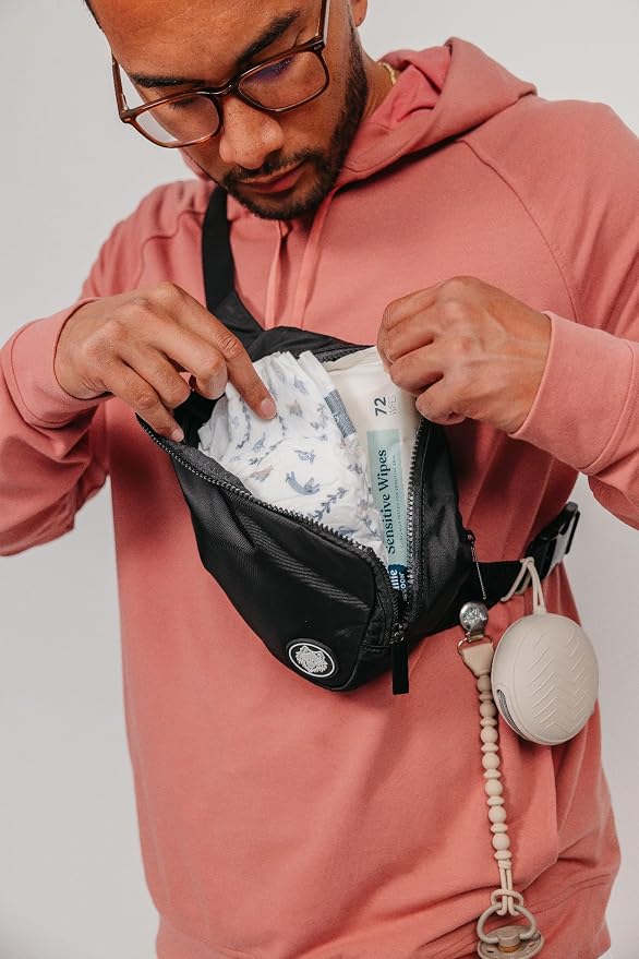 Fanny Pack Diaper Bag for Dads - Small Hands-Free Diaper Fanny Pack for Men | Water-Resistant Mini Dad Diaper Bag Fits Diapers, Full Wipes Pack, Snacks & Phone - Image 7