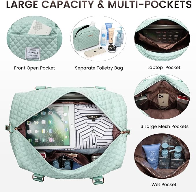 LOVEVOOK Travel Duffle Bag,Weekender Bags for Women with Shoe Compartment，Carry on Overnight Bag with Toiletry Bag,Gym Duffel Bag with Wet Pocket, Hospital Bags for Labor and Delivery - Image 4