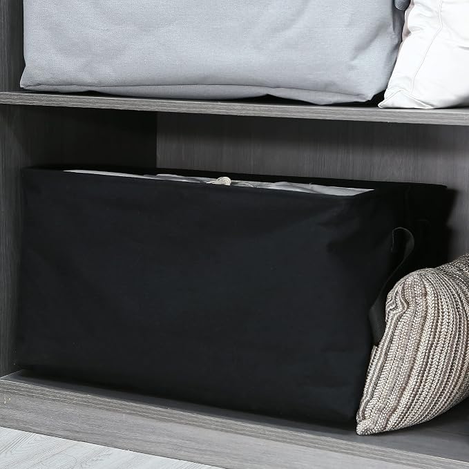 Hinwo 102L XXL Canvas Storage Bin with Lid and Handles, 4-Pack | Collapsible Fabric Baskets, Closet Shelf Organizers, Containers for Clothing, Blankets, Toys, Bedding (Black) - Image 3