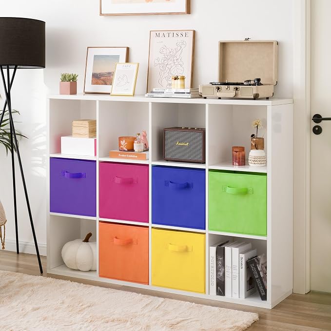 GRANNY SAYS 13x13 Storage Cubes, Cube Storage Organizers, Rainbow, 6-Pack | Collapsible Storage Boxes with Thickened Base Plate, Sturdy Handles, Decorative Baskets for Shelves, Closet - Image 3