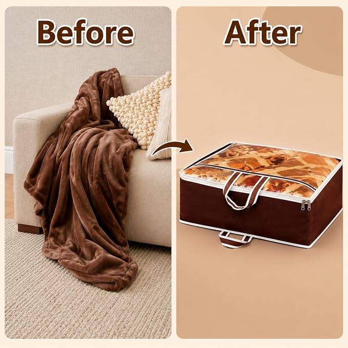 ANKIT INTERNATIONAL Blanket Cover 3 Pack| Non-Woven Quilt Bag | Zipper Storage Bag for Blanket Organizer with Top Transparent Clear Window | Under Bed Storage-Rajai | Extra Large | 51x22 Cm - Image 6