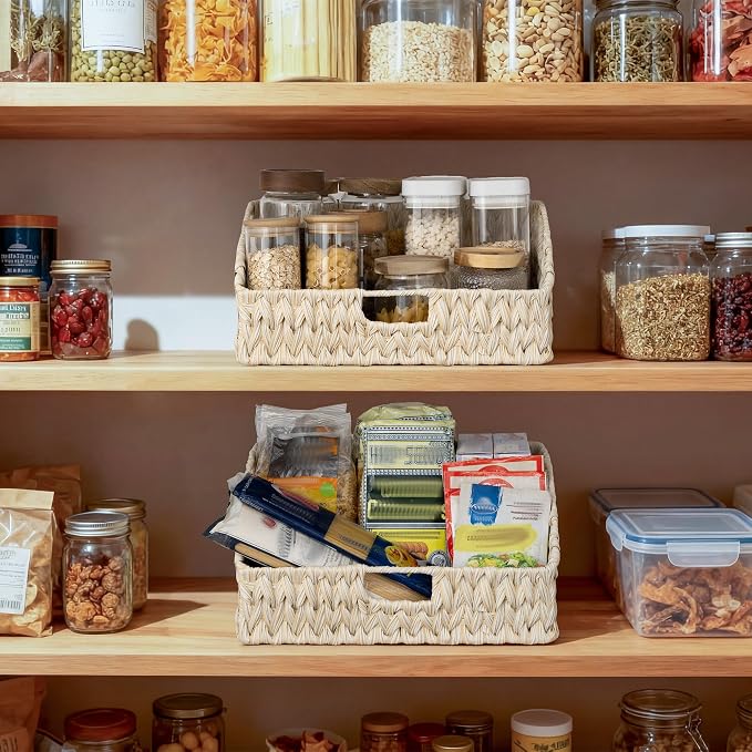 GRANNY SAYS Wicker Storage Baskets for Shelves, Large Wicker Basket | Wicker Storage Baskets for Pantry, Open Front Basket for Shelves, Kitchen Storage Baskets, Decorative Basket for Home Decor - Image 6