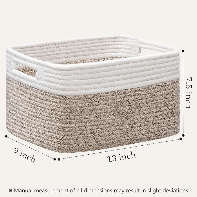 4 Pack Storage Baskets for Organizing, Woven Baskets for Shelves, White&Light Brown - Image 2