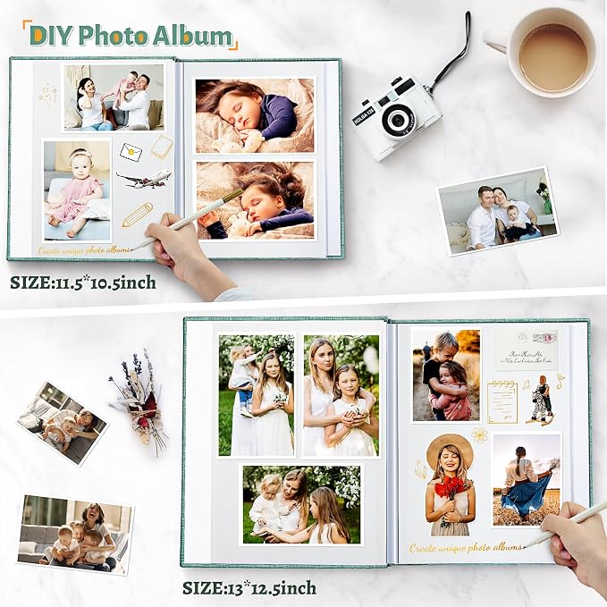 Artfeel Photo Album Self Adhesive Scrapbook,120 Pages Large Photo Book for 4x6,5x7,8x10 Pictures,DIY Album for Baby Wedding Family Travel Birthday,with Metallic Pen and Scraper - Image 3