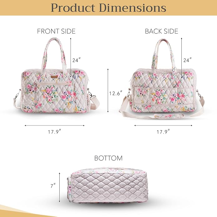 Maison d' Hermine Weekender Bags for Women Cotton Quilted Duffel Overnight Luggage Weekend Bag for Men Gym Gifts Travel | Overnight Luggage Weekend Bag for Men Gym Sports Gifts Duffle bag Business Travellers Trip Spring Summer - Image 6