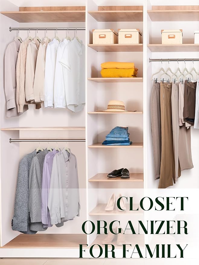 Cozymood Velvet Skirt Hangers - Pack of 24 - Velvet Hangers with Clips | Ultra Thin Non Slip Velvet Pants Hangers Space Saving Clothes Hanger for Trouser, Skirts, Jeans, Dress (Beige) - Image 8