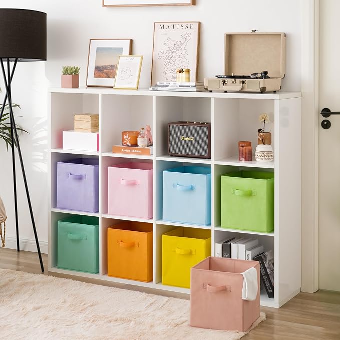 GRANNY SAYS 11 Inch Cube Storage Bins, Cube Organizer, Pastel Color, 8-Pack | Collapsible Storage Boxes with Thickened Base Plate, Sturdy Handles, Decorative Baskets for Shelves, Closet - Image 2