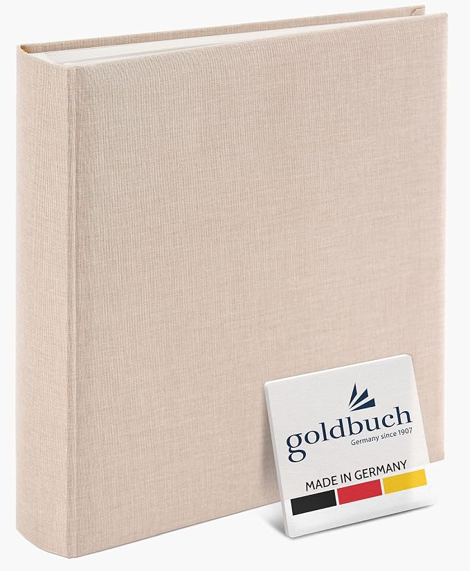 Goldbuch Summertime Trend 2 31605 Photo Album with 100 White Pages with Parchment Dividers, Photo Album with Linen Cover, up to 600 Pictures, Beige, 30 x 31 cm by Goldbuch