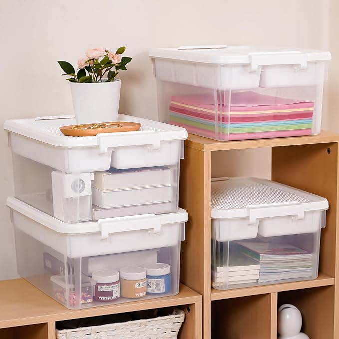 Citylife 17QT 4-Pack Plastic Craft Storage Box Buildable Lid Removable Tray | Plastic Craft Organizers and Storage with Build-On Lid for Beads, Tools, Sewing Supplies, Deep Base, Secure Clasp, kids Toy - Image 9