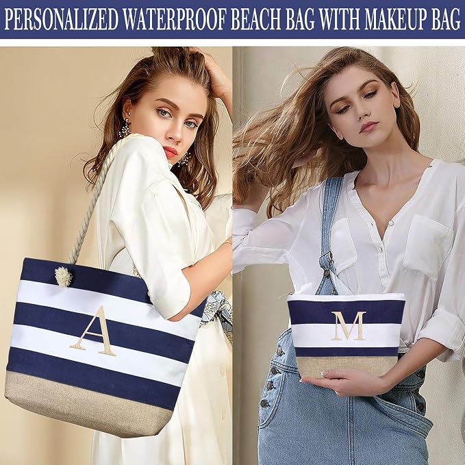 YOOLIFE Beach Bags for Women - Travel Canvas Beach Tote, Pool Waterproof Bag, Travel Essentials, Gifts for Women Birthday - Image 2