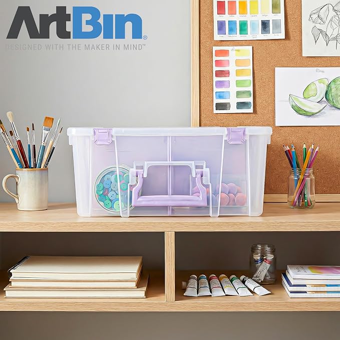ArtBin 6990JZ Super Satchel Double Deep Compartment Box - Art Storage with 8 Removable Compartments, Smart Closure for Craft Supplies (Purple- Pack of 3) - Image 10