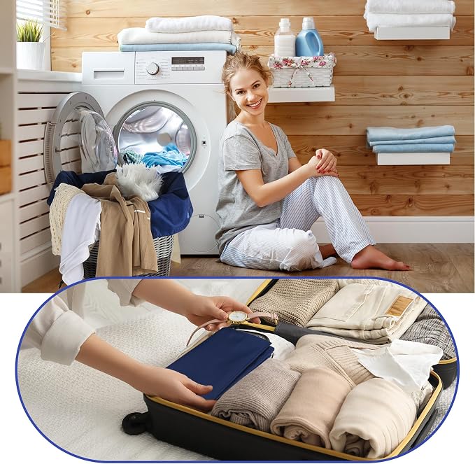Woanger 12 Pack 28 x 45 Inch Extra Large Laundry Bags Bulk, Navy Blue | Washable Polyester, Drawstring Closure, For Clothes and Bedding, Foldable for College Dorms, Hotels, Camping and Travel - Image 6