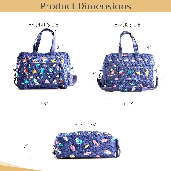 Maison d' Hermine Weekender Bags for Women Cotton Quilted Duffel Overnight Luggage Weekend Bag for Men Gym Gifts Travel | Overnight Luggage Weekend Bag for Men Gym Sports Gifts Duffle bag Business Travellers Trip Spring Summer - Image 6