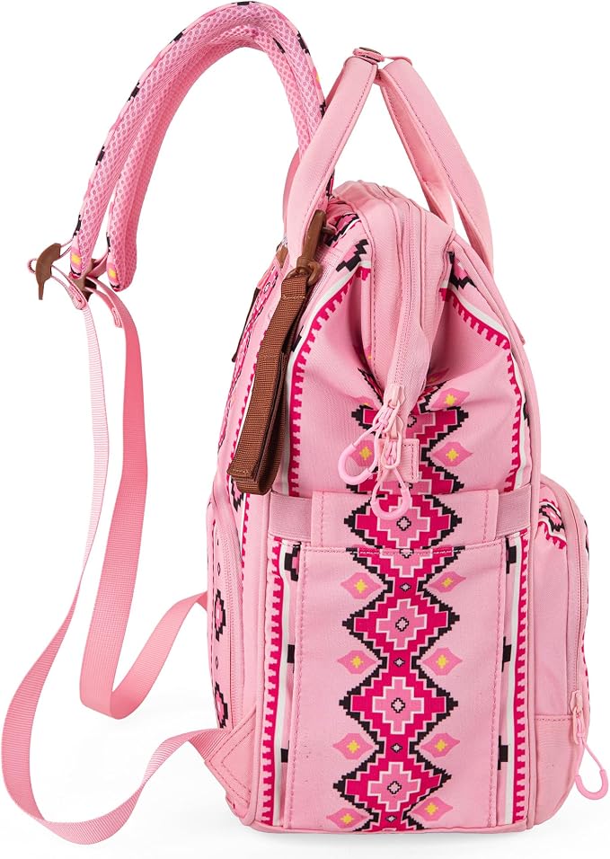 Wrangler Aztec Backpack Organized Daypack Travel Baby Bag with Stroller Strap and Side Bottle Pockets WG2204-9110PK - Image 5