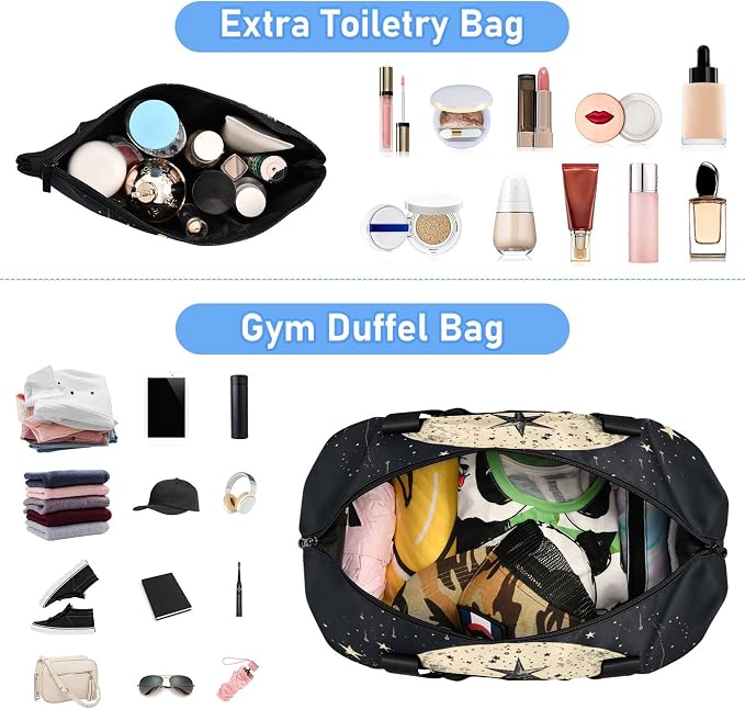 Travel Duffel Tote Bag Gothic Skull Sports Duffel Bag with Wet Pocket Weekender Overnight Bag for Women Men Gym Bag, Carry On Bag Hospital Bag for Labor and Delivery - Image 5