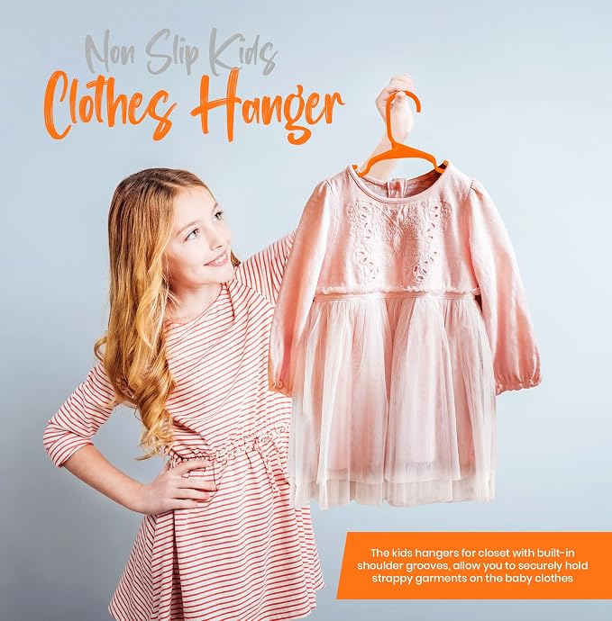 Utopia Home Kids Hangers 40 Pack – 11.5 Inch Baby Closet Hangers Orange | Plastic baby hangers | Fits children's & infant clothes | Gentle on delicate garments - Image 7