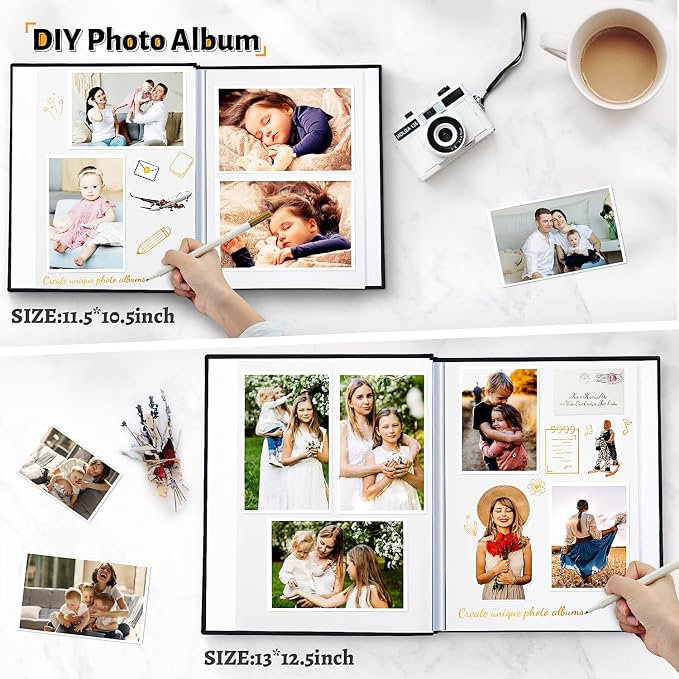 Artfeel Photo Album Self Adhesive Scrapbook,Large Photo Book for 4x6,5x7,8x10 Pictures,DIY Album for Baby Wedding Family Travel Birthday,with Metallic Pen and Scraper (Pack of 20) - Image 3