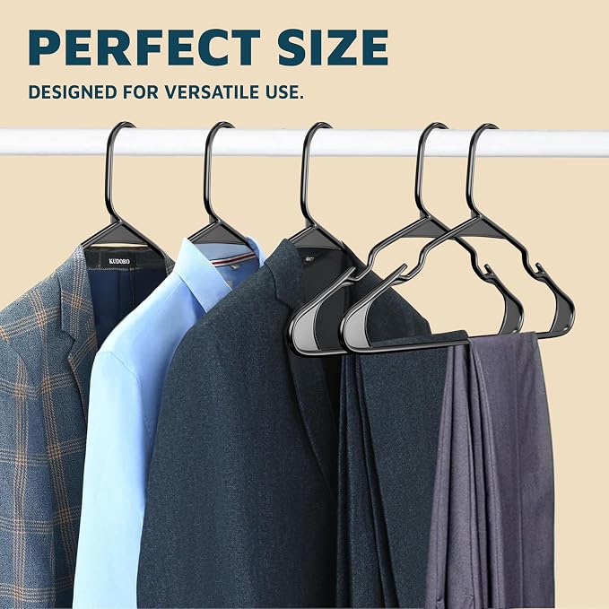 Lifemaster Plastic Clothes Hangers – Heavy Duty Hanger Set, for Organizing Clothes, Dresses, and Coat, Holds Up to 5 lbs, Space-Saving Hangers with Non-Slip Shoulder Grooves, Pack of 20, Black - Image 10