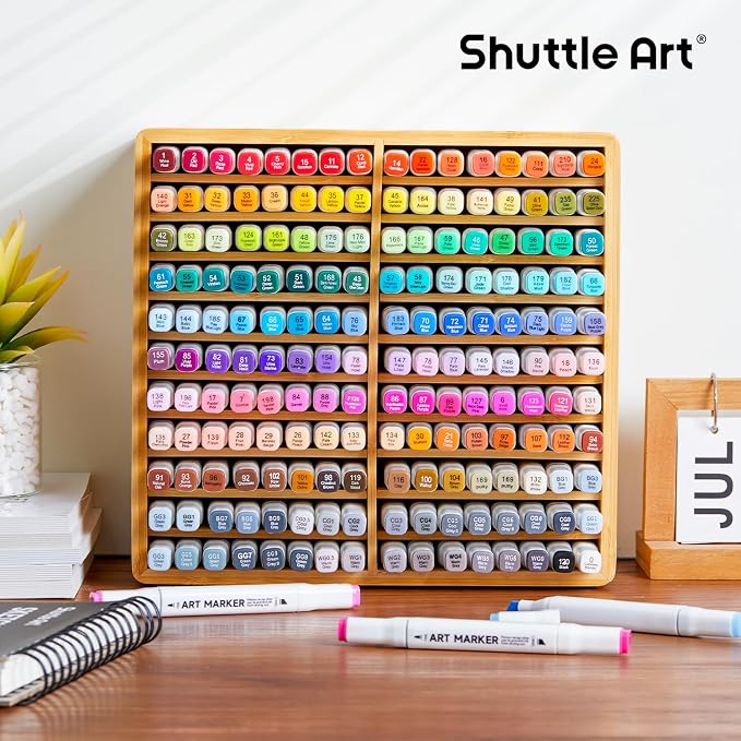 Shuttle Art Marker Organizer, Hold 176 Art Markers, Brush Pens, Pencil Large Holder with 22 Compartments for Home, Classroom, Office Desktop Stationary Storage - Image 7