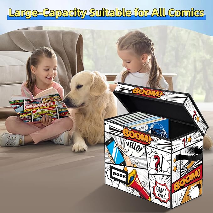 10 Pack Collection Comic Book Storage Boxes, Protector Organizer 15.8" X 7.8" X 11.8" Collapsible Short Box Holds 160-180 Comic Book Heavy Duty Bin Container Holder Shelf - Image 2