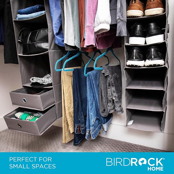 BIRDROCK HOME 5pc Hanging Closet Organizer System with Storage Shelves - Grey - Shoe Clothing Organization - Great for College Dorms or Kid Bedrooms Nursery - Image 5