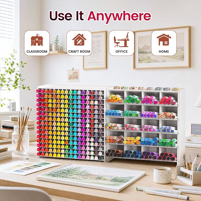 Marker Organizer, 20 Compartments Vertical Pen Storage | Holds up to 280 Markers, Pencil Holder for Home, Office, Classroom, Desk, Desktop Stationery Pencil Storage - Image 7