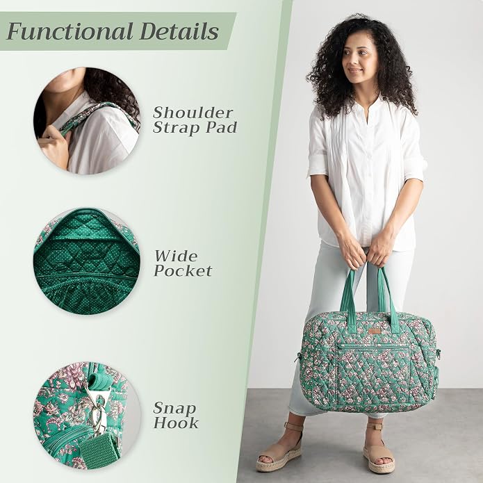 Maison d' Hermine Weekender Bags for Women Cotton Quilted Duffel Overnight Luggage Weekend Bag for Men Gym Gifts Travel | Overnight Luggage Weekend Bag for Men Gym Sports Gifts Duffle bag Business Travellers Trip Spring Summer - Image 5