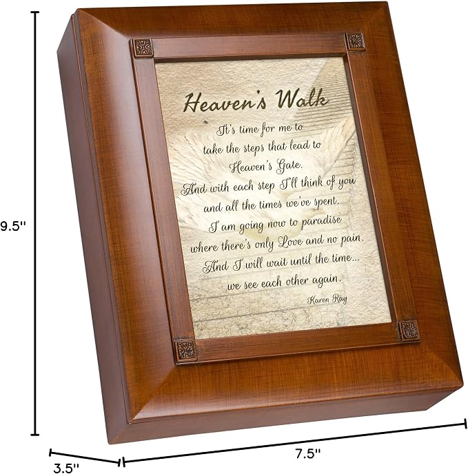 Cottage Garden Heaven's Walk Bereavement in Memory Woodgrain Inspirational Keepsake Box - Image 7