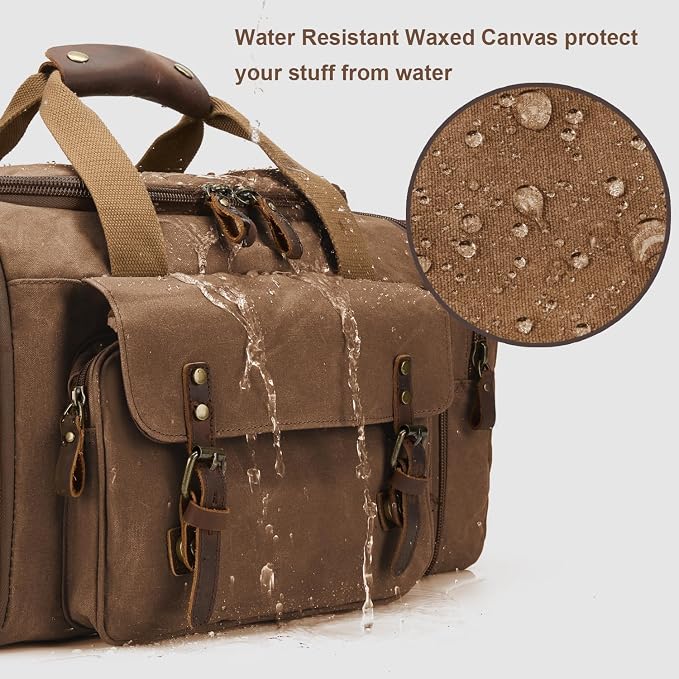 Waxed Canvas Duffel Bag 50L, Coffee | Waterproof, Travel, Overnight, Weekender - Image 2